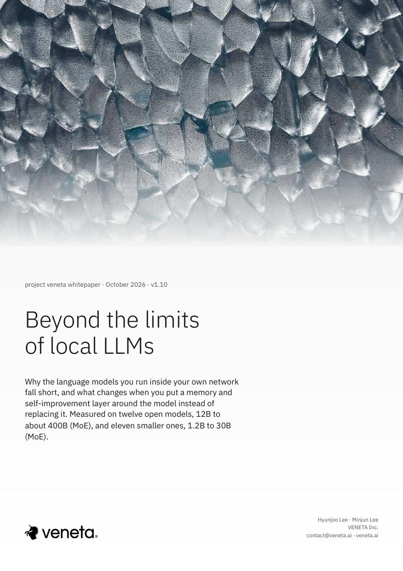 Cover of the VENETA whitepaper, Beyond the limits of local LLMs